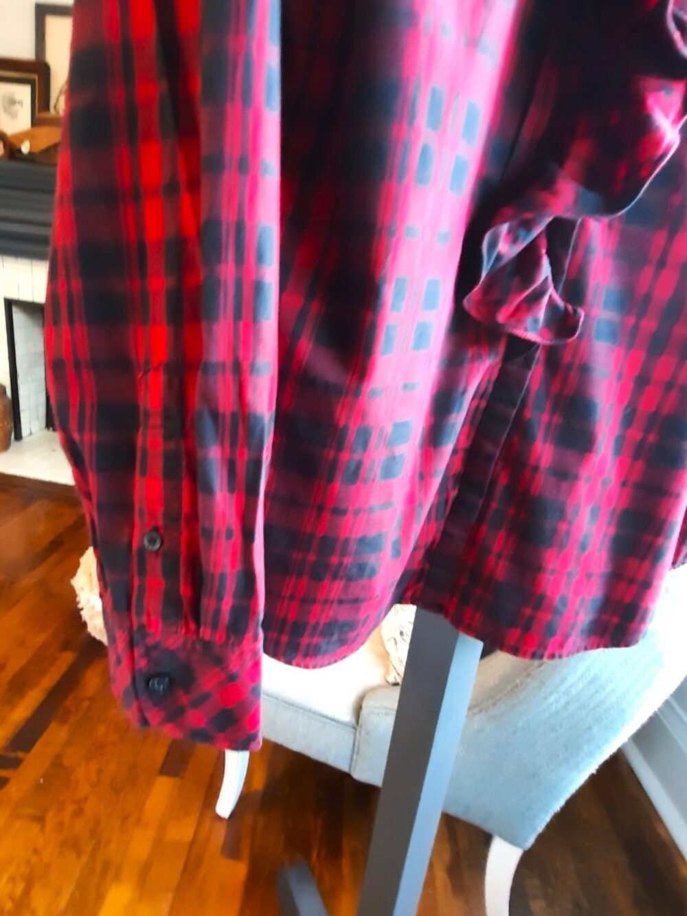 Pure cotton Ralph Lauren Red & Black Plaid Ruffle Front Blouse - Picture 3 of 6